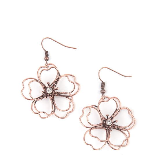 3+/$5 ea. Earrings Petal Power Copper Cuttness NEW Rhinestone - Picture 2 of 2